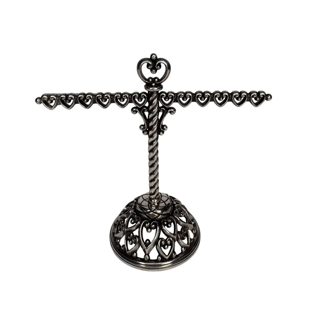 Brighton Silver Heart Scrollwork Earring Tree Stand Jewelry Stand Holder